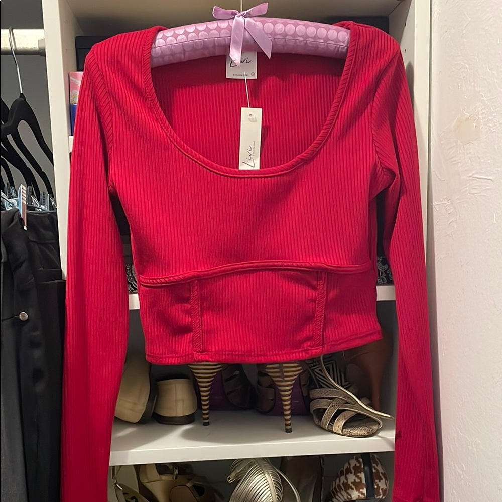 Olivia Rae Red Ribbed Crop Top